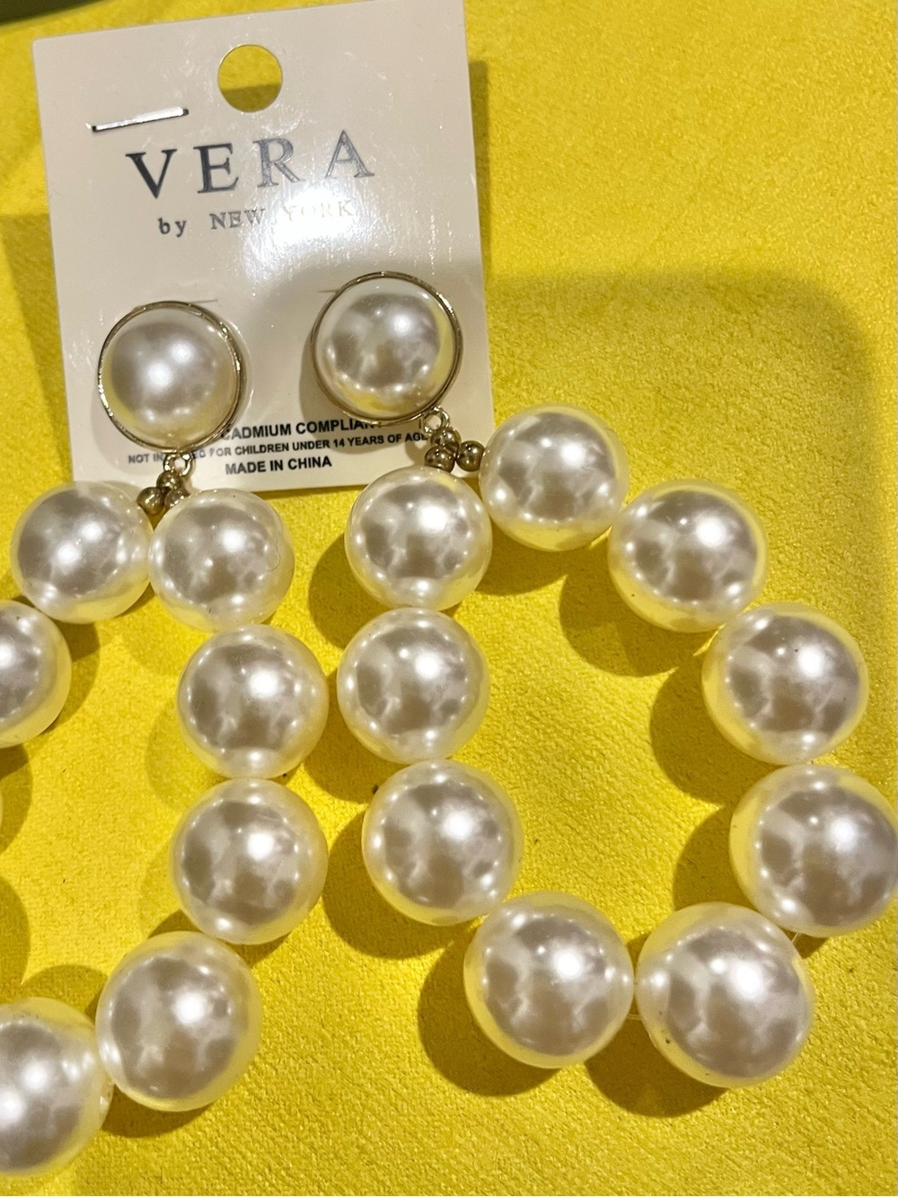 Vera Bradley large Pearl Hoop Earrings in White
